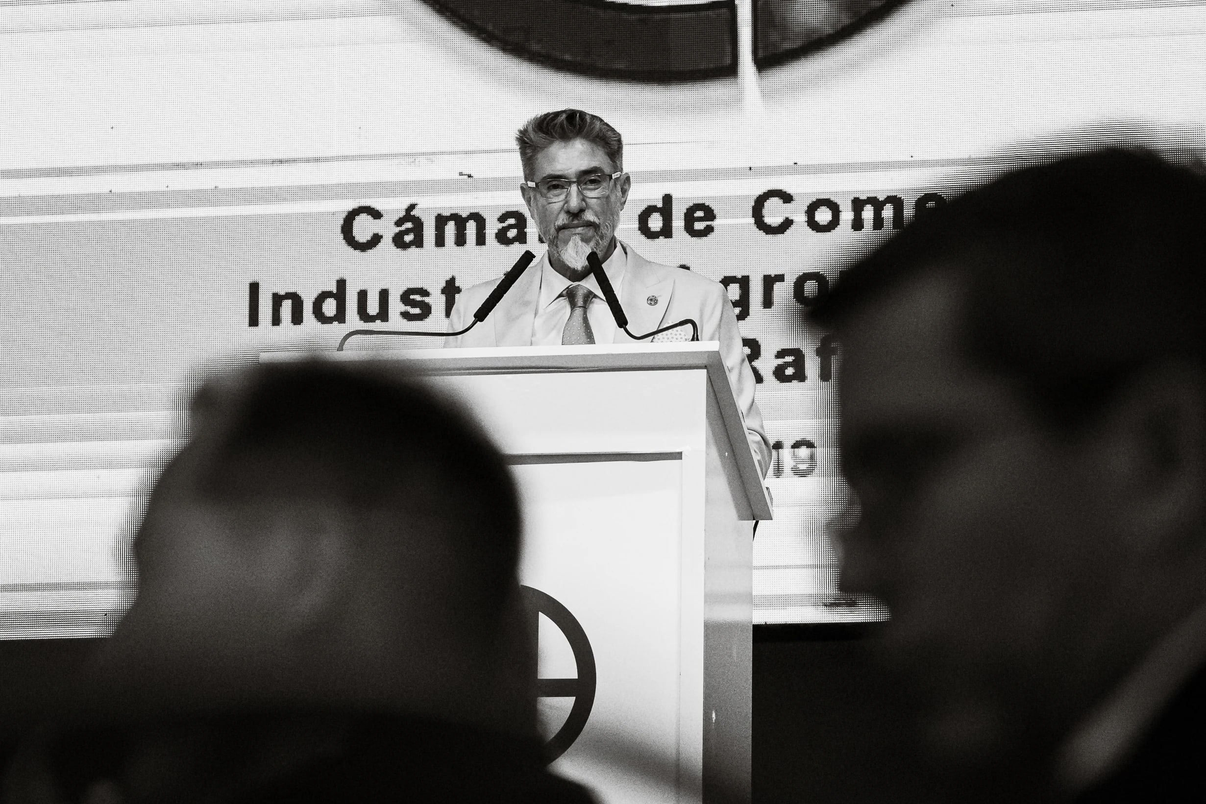 Gabriel Brega durante su discurso presidencial